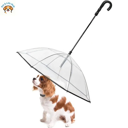 Dog Umbrella with Leash for Small Pets,J-Shape Handle,Clear Umbrella Surface Umbrella for Dogs Fits 20” Back Length dog supplies