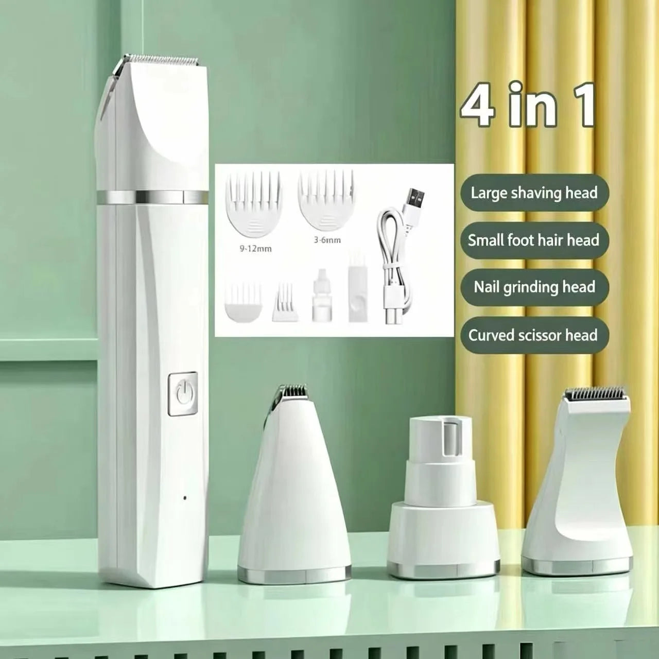 Professional 4-in-1 Electric Pet Grooming Tool Set Pet Hair Clipper Shaver Pet Hair Shaver Low Noise Pet Clippers