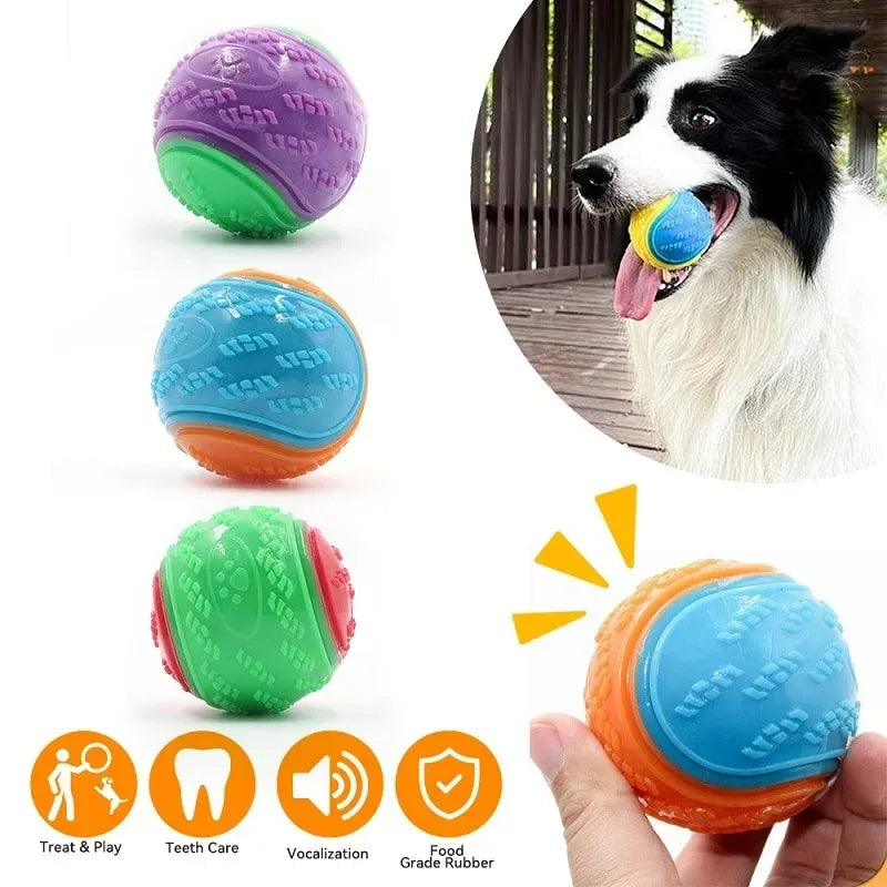 Interactive dog toy elastic soft TPR rubber ball durable squeaky chew toy for dogs teething cleaning dental pet supplies